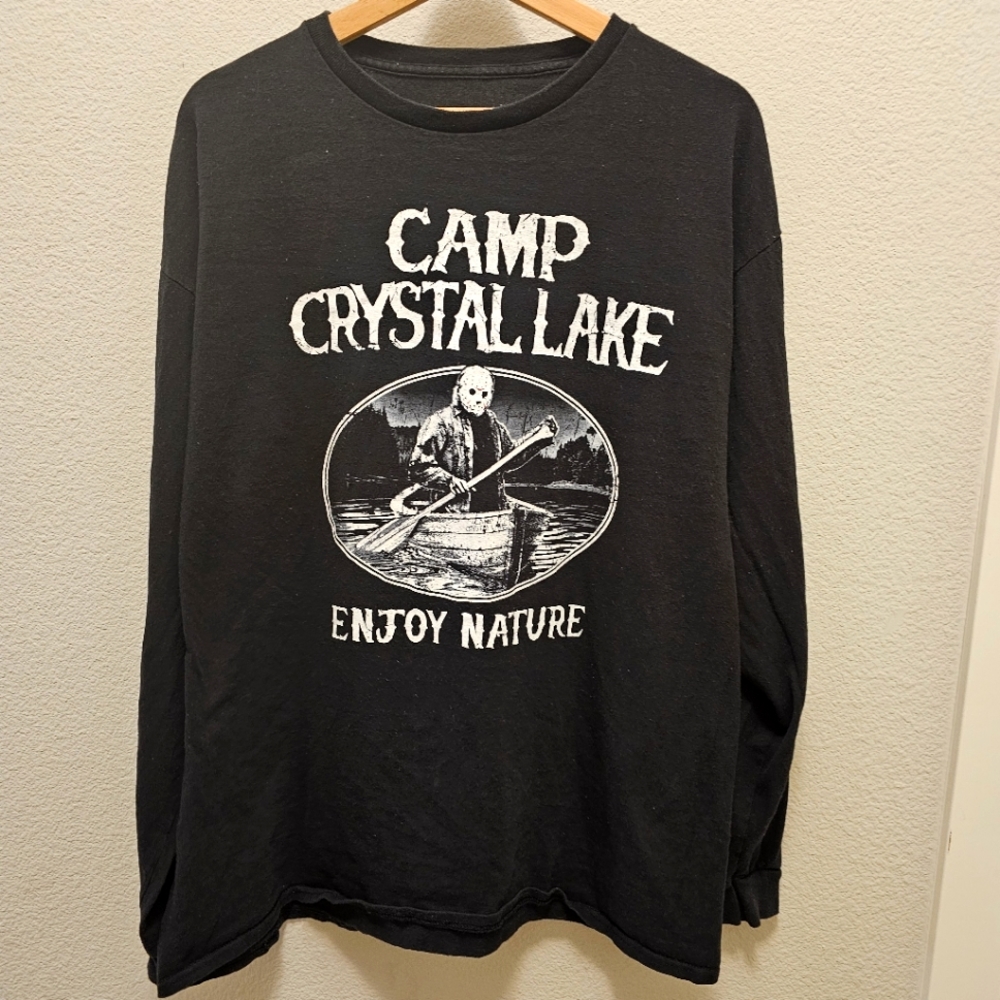 Mens Friday the 13th Camp Crystal Lake Enjoy Nature long sleeve T-shirt